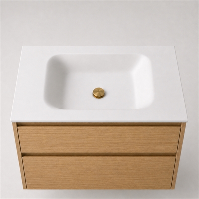 Corian Waschtischplatte 82 cm inkl. Lux-Becken, Glacier White