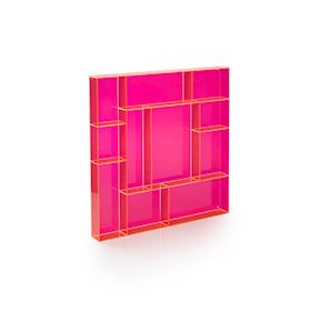 Kvadratisk Sættekasse I Transparant Pink Akryl